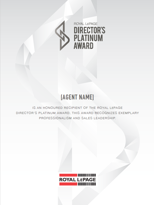 UPDATED CERTIFICATE - DIRECTORS PLATINUM AWARD